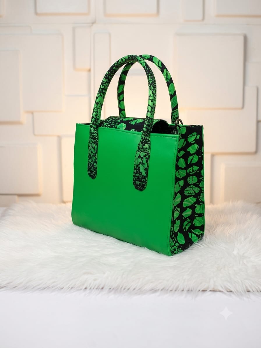 Ankara Infused Green Purse