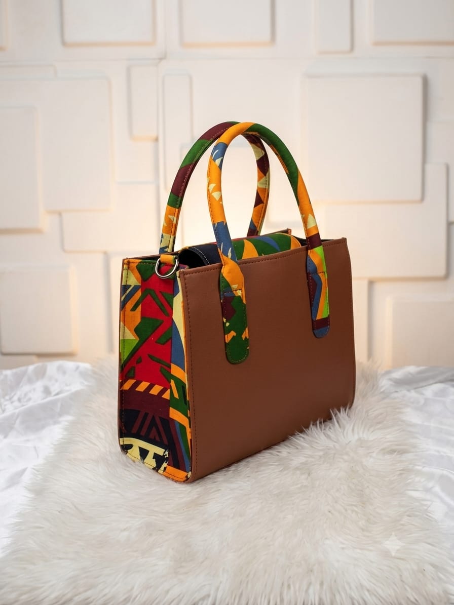 Ankara Infused Brown Purse