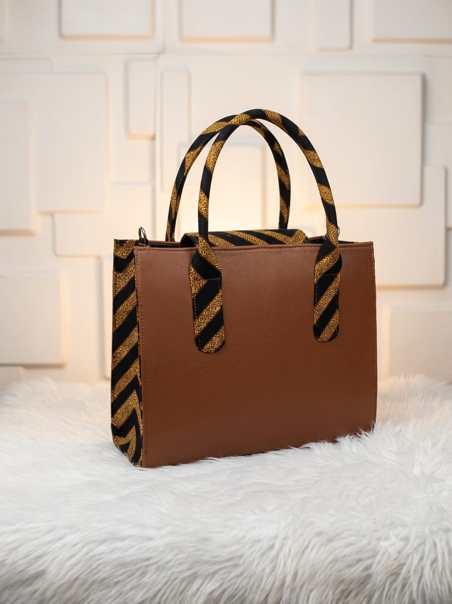 Ankara Infused Brown Purse