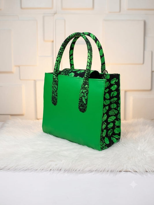 Ankara Infused Green Purse